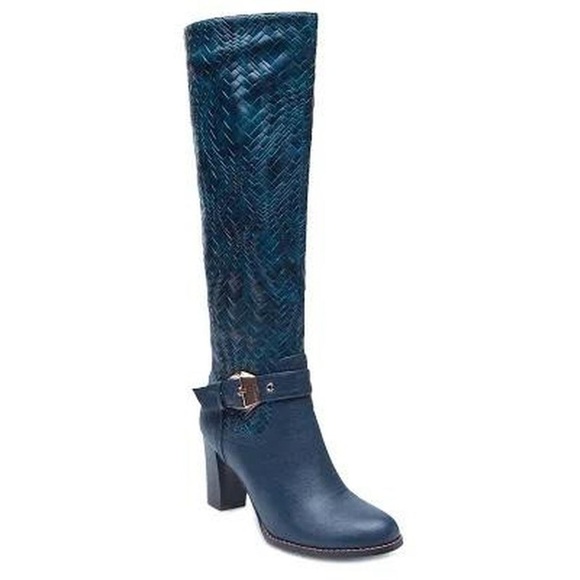 Monroe & Main Shoes - Navy Woven Heeled Rider Boots